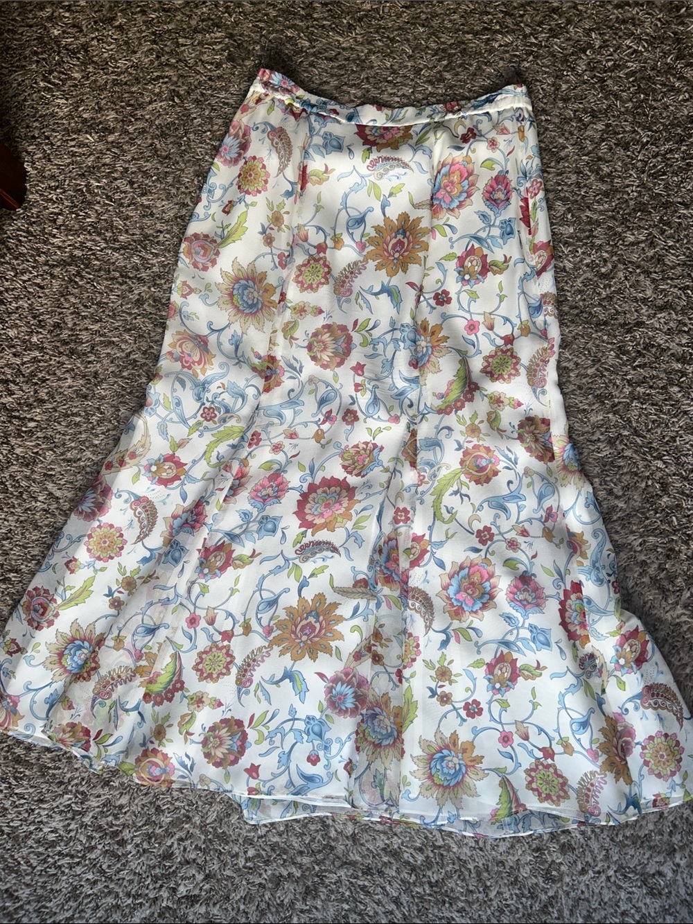 Peck & Peck 100% Silk Multicolor Paisley Maxi Skirt - Women’s 8